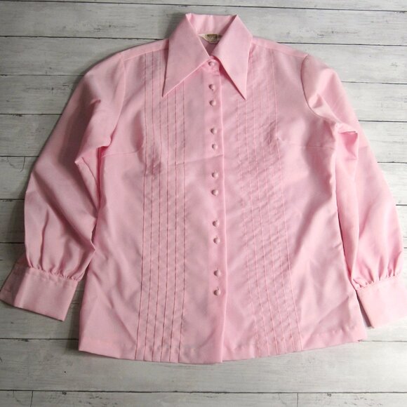 Montgomery Ward Tops - Montgomery Ward Vintage Women's Pink Top Size 36 M Long Sleeve 1970's Blouse